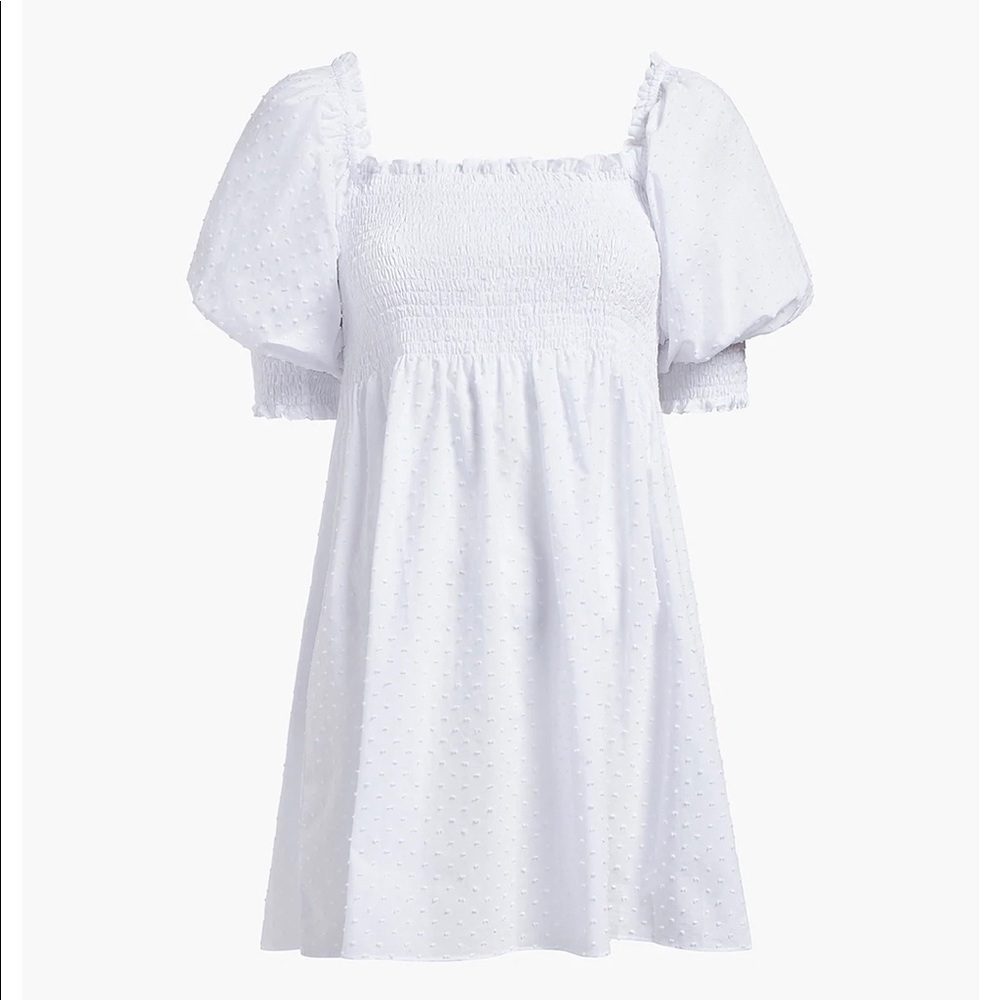 The Athena Nap Dress - White Swiss Dot- Small- New With Tags and bag